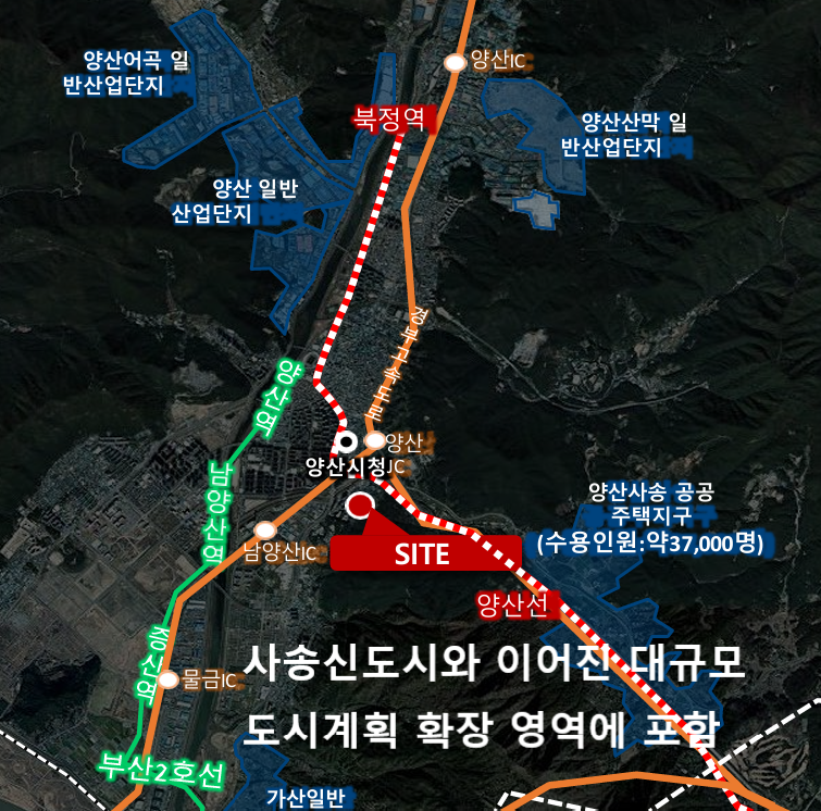 양산 사송신도시와 이어진 대규모 도시계획